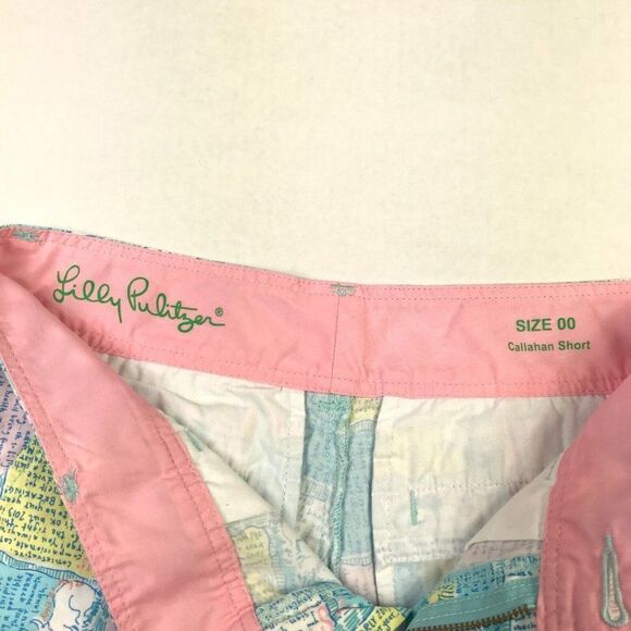 Lilly Pulitzer Womens Cotton Zodiac Callahan Shorts Colorful Print Chino Size 00 - Picture 3 of 10